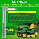 AM120680 Right Hand Front Mower Deck Gage Wheel Arm for John Deere Mower Decks 54C and 62C (Selected Model), 7/8 Shaft Diameter 0.345 Hole