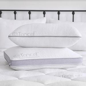 Sleep Innovations Customizable Comfort Gel Memory Foam Pillow, Standard Size, Tencel Cover, Side, Stomach, and Back Sleepers, Soft-Medium-Firm Adjustable Support