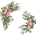 Wedding Arch Flowers Set of 2,Colorful Wedding Arch Floral Swags with Green Leaves for Welcome Signs,Ceremony and Reception Backdrop,24 x 14 in and 16 x 12 in,Wedding Party Decor (Peony-Pink) 