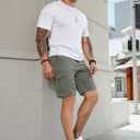 JMIERR Mens Casual Cargo Shorts - Cotton Drawstring Stretch Summer Beach Shorts Twill Chino Short with 6 Pockets (XX-Large, 01 Grey)