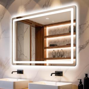 Delma LED Bathroom Mirror with Lights, 30x40 Vanity Mirror for Bathroom Wall, Anti-Fog, Dimmable, Front Lit & Backlit, Memory Function, Shatterproof Tempered Glass, 3 Color Modes(Horizontal/Vertical)