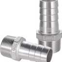 304 Stainless Steel Hose Barb Fitting 1" Hose Barb to 1" NPT Male, For Water, Fuel, Home Brew Pipe Fittings, Pack of 2