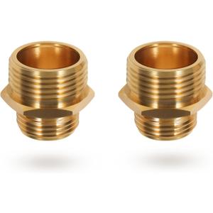 3/4'' GHT Male x 1'' NPT Male Connector, Brass Garden Hose Fitting Adapter, Industrial Metal Brass Garden Hose to Pipe Fittings Connect (2 Pack)