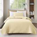 HORIMOTE HOME Quilt Twin Size Light Yellow, Lightweight Quilt for Summer Ultra-Soft Microfiber Modern Style Quilted Clouds Pattern Bedspread Quit Set 2 Pieces (1 Quilt and 1 Pillow Sham)