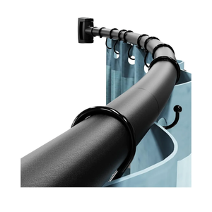 Abiglifty Curved Shower Curtain Rod, 43-78 Inches Adjustable Shower Curtain Rod, Rustproof, Round Extra Wide Shower Rod for Bathroom, Bathtub, Stall, Need to Drill,Black