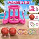 H-Style Pool Toys Pool Floats Pool Games for Kids Adult, Inflatable Pool Basketball Hoop & Ring Toss Game, 2-in-1 Pool Floating Outdoor Party Water Toy for Adults Family Kids Ages 4-8-12 (Pink)