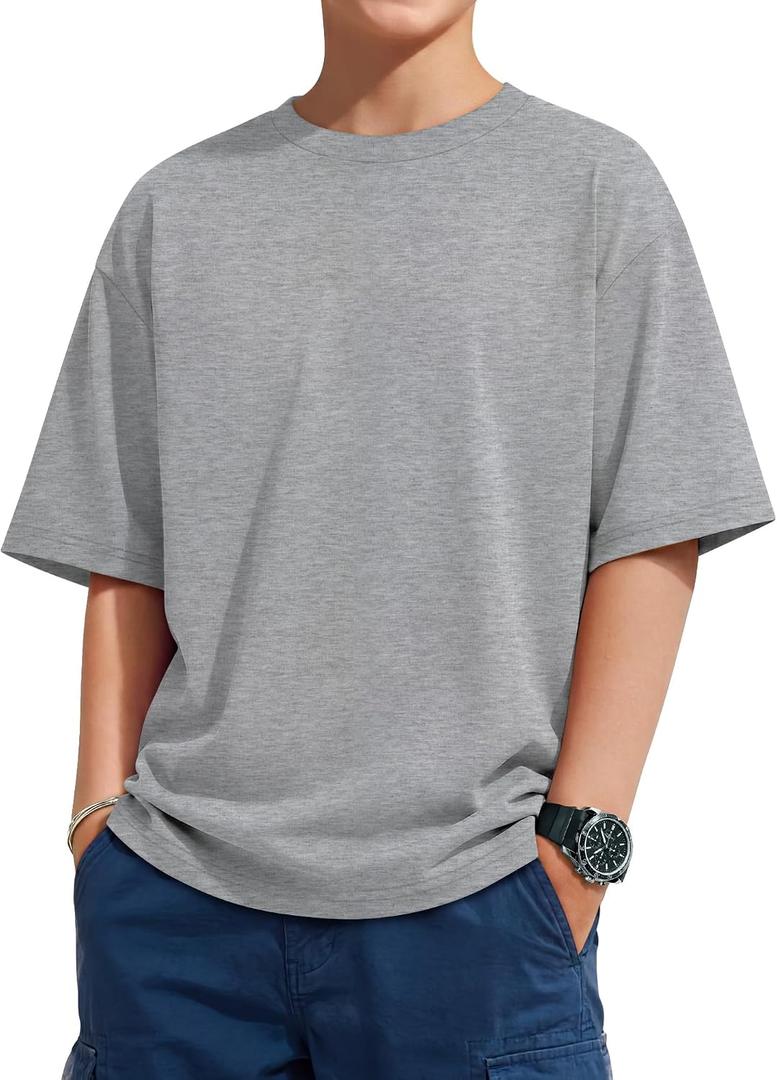 Oakgarden Kids Shirts Boys Girls Oversized T-Shirts Short Sleeve Summer Tops Crew Neck Loose Fit Basic Solid Tees 5-14 Years
