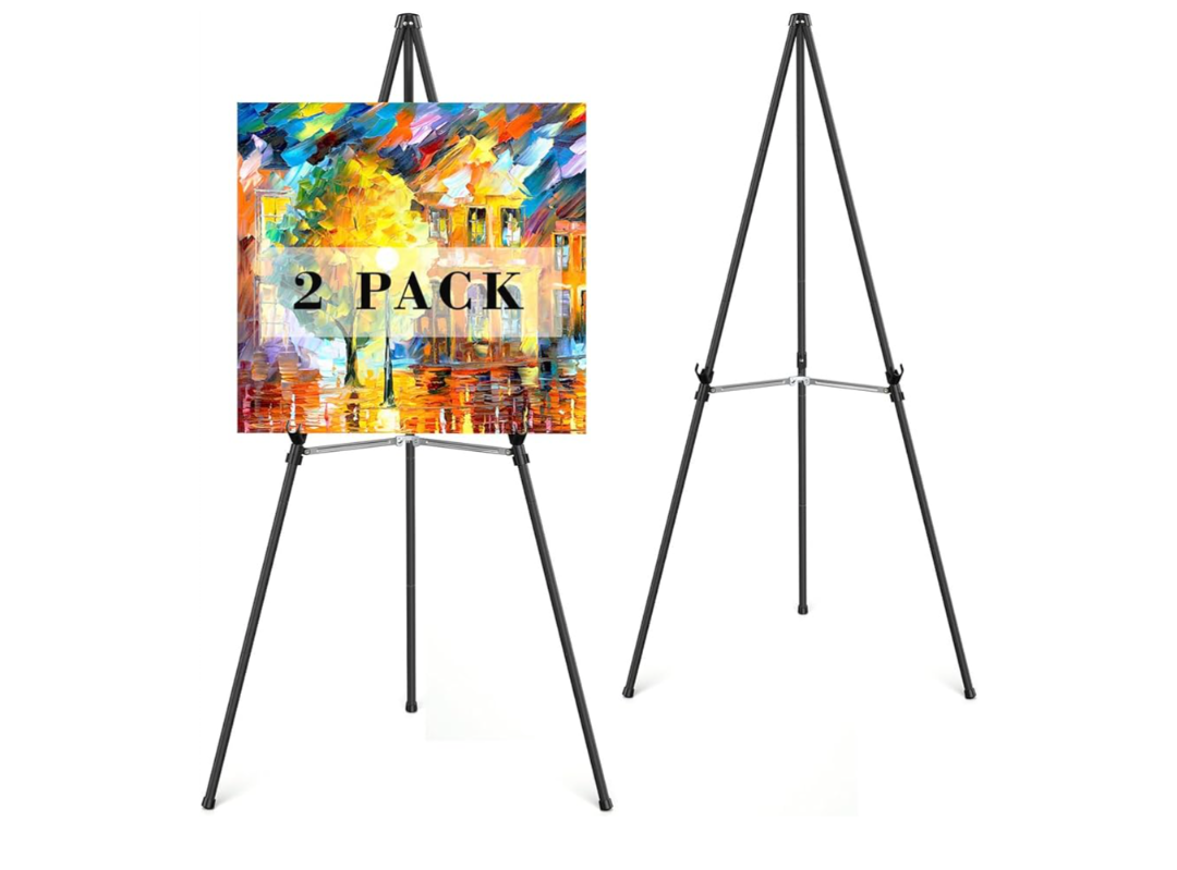 Easel Stand for Sign,63" Portable Metal Easel Stand for Wedding Sign, Adjustable Folding Art Easel for Display with Portable Bag (Black)