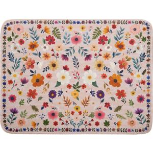 Spring Flowers Dish Drying Mat - Summer Pink Floral Washable Decorative Drying Pad for Women Home Kitchen Decor (24" x 18")