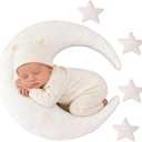 Newborn Photography Props 5Pcs Baby Moon Star Pillow Set Newborn Photography Posing Pillows Adjustable Photography Props, White