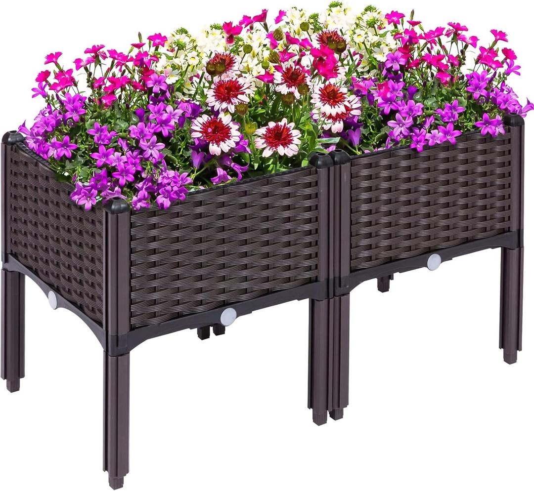 Kalolary 2 Sets Raised Garden Bed Elevated Garden Bed with Legs Patio Plant Boxes Vegetable Flowers Planting Raised Container for Indoor Outdoor Plant Fence Balcony Yard Gardening Supplies Kalolary 2 Sets Raised Garden Bed Elevated Garden Bed with Legs Patio Plant Boxes Vegetable Flowers Planting Raised Container for Indoor Outdoor Plant Fence Balcony Yard Gardening Supplies