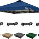 8x8ft Canopy Replacement Top Cover with Air Vent, UV Protected & Waterproof Pop-up Canopy Roof, Adjustable Elastic Straps for Outdoor Patio Garden Sun Shade Tent (Frame not Include) (Blue)