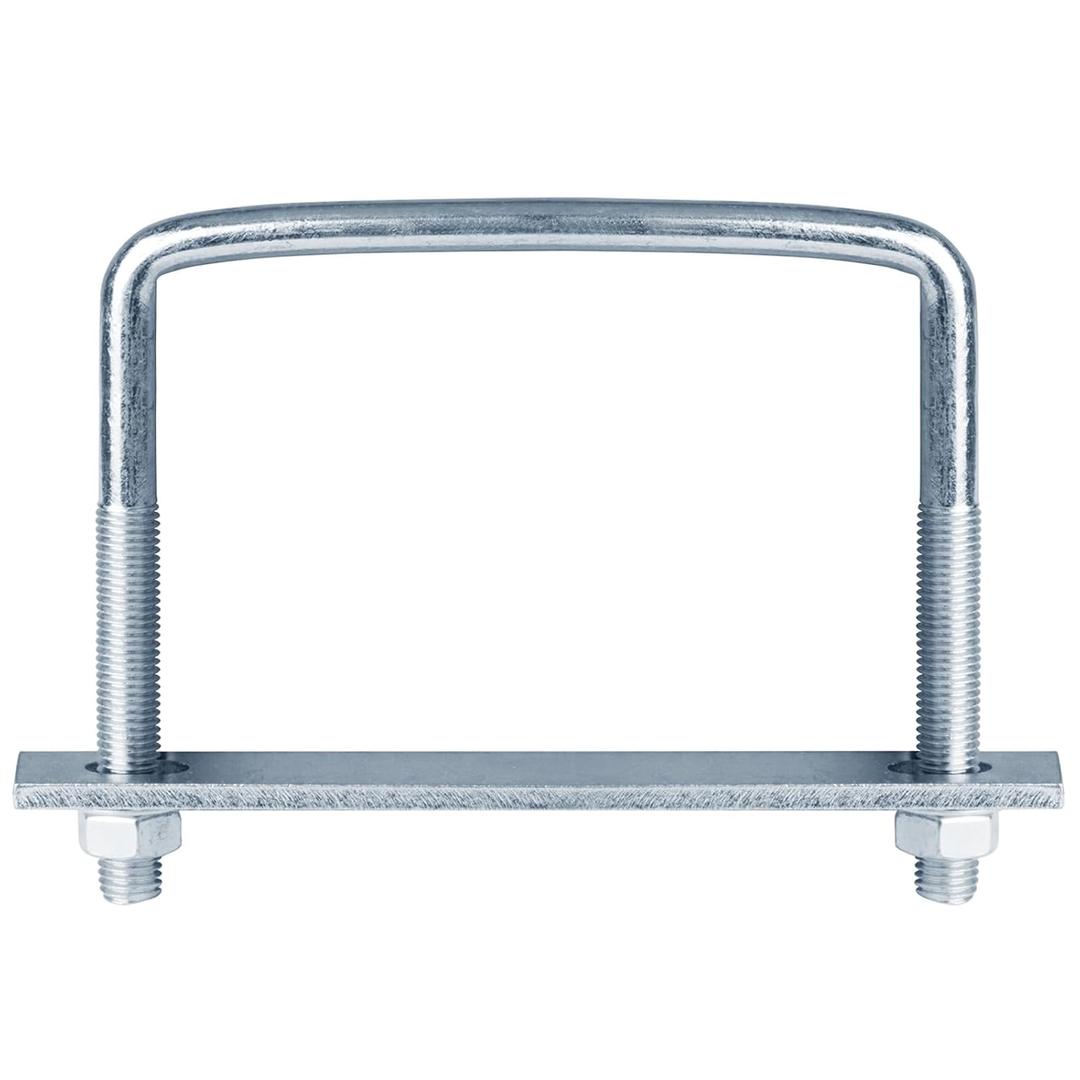 4 Pcs 6 Inch Wide Square U-Bolt for Trailer, 3/8" x 6" x 5-1/8", Electro-Galvanized Steel
