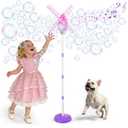 Belemar Windmill Bubble Machine for Kids & Girls, Standing Bubble Blower with Lights & Music, 51" Adjustable Height, 130ml Tank, Bubble Solution Included, Outdoor Toy for Parties & Birthdays