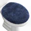 Microfiber Elongated Toilet Seat Cover 19.5"x 15" Machine Washable Solid Toilet Lid Cover Adjustable Rubber Backing Fits Only 18-19.5" L x 14-16" W Elongated Toilet Seat