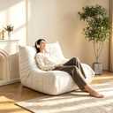 YVDNHP Bean Bag Chair for Adults, L-Shaped Memory Foam Togo Lounger White, Single