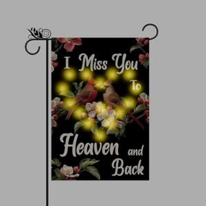 Memorial Garden Flag - Cemetery Christmas Decorations Cardinal Miss You Back Lighted Flags Grave Decorations for Cemetery Outside Led Outdoor Decorations Burlap Vertical Double Sided Yard Decor 12.5 x 18 Inch