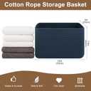 OIASKET Storage Baskets for Organizing, Woven Decorative Baskets for Shelves - Books, Towels, and Clothes, Cotton Rope Toy Storage Bins, 12.7''Lx9''Wx7.8''H, Pack of 4, Blue