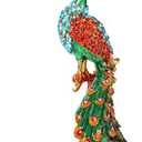 Peacock Trinket Boxes Hinged Enamel Hand-Painted Animals Craft Ornaments Decorative Jewelry Box Unique Gift for Home Decor (Green)