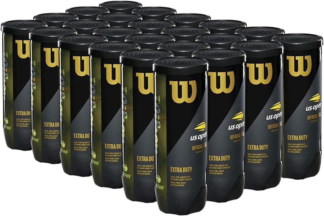 WILSON US Open Tennis Balls - Extra Duty, 24 Can Case (72 Balls), 24-3 Packs