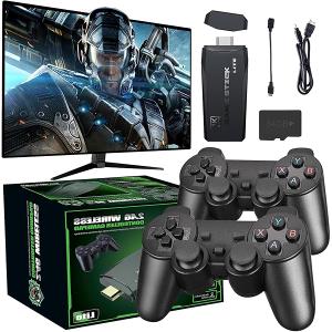 Wireless Retro Handheld Game Console, Game Console Stick Built-in 20000+ Plug-and-Play Video Games, Equipped with 18 Simulators, 4K HDMI Output and Dual 2.4G Controller63GB