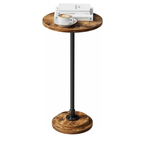 Simple Trending Small Side Table, Round Drink Table, Sofa End Table for Living Room, Coffee Tables for Bedroom, Rustic Brown