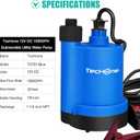 TecHome 12v Pump1500GPH Water Transfer Pump Sump Pump Submersible Water Pump, With 20 Feet Power Cord.