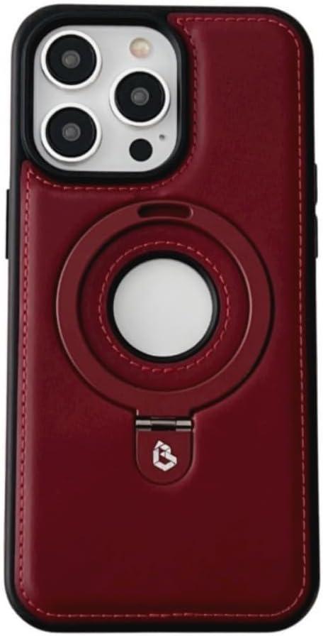 Leather Material with Metal Magnetic Folding Stand,Luxury Leather Invisible Stand Phone Case Cover for iPhone 12-15 (iPhone16 Pro Max,Coffee)