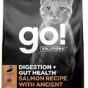 Go! Solutions Digestion + Gut Health Salmon Dry Cat Food, 3 lb (EXP 08/15/27)