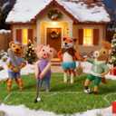 Set of 4 Christmas Felt Animal Athletes Ornaments, 5" Mini Hanging Wool Player Figurines, Tiered Tray Tabletop Decor, Animal Crafts Xmas Tree Festival Holiday Easter Gifts Home Office Party Supply