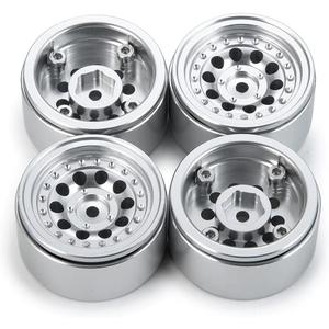 MORLORDY 4PCS RC Aluminum Alloy 1.0" Beadlock Wheel Rims for 1/24 RC Crawler Car SCX24 Wheels Upgrades Deadbolt AXI90081 AXI00001 AXI00002 Accessories Metal Wheel Hub Set (Silver)