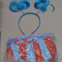 Hicarer 4 Costume Set for Women Include Red Blue Tulle Tutu Skirt Striped Socks Stretchy Gloves Ponytails Headband (Medium)