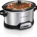 Hamilton Beach 4 Quart Programmable Slow Cooker with Flexible Easy Programming, 5 Cooking Times, Dishwasher-Safe Crock & Lid, Silver (33443)