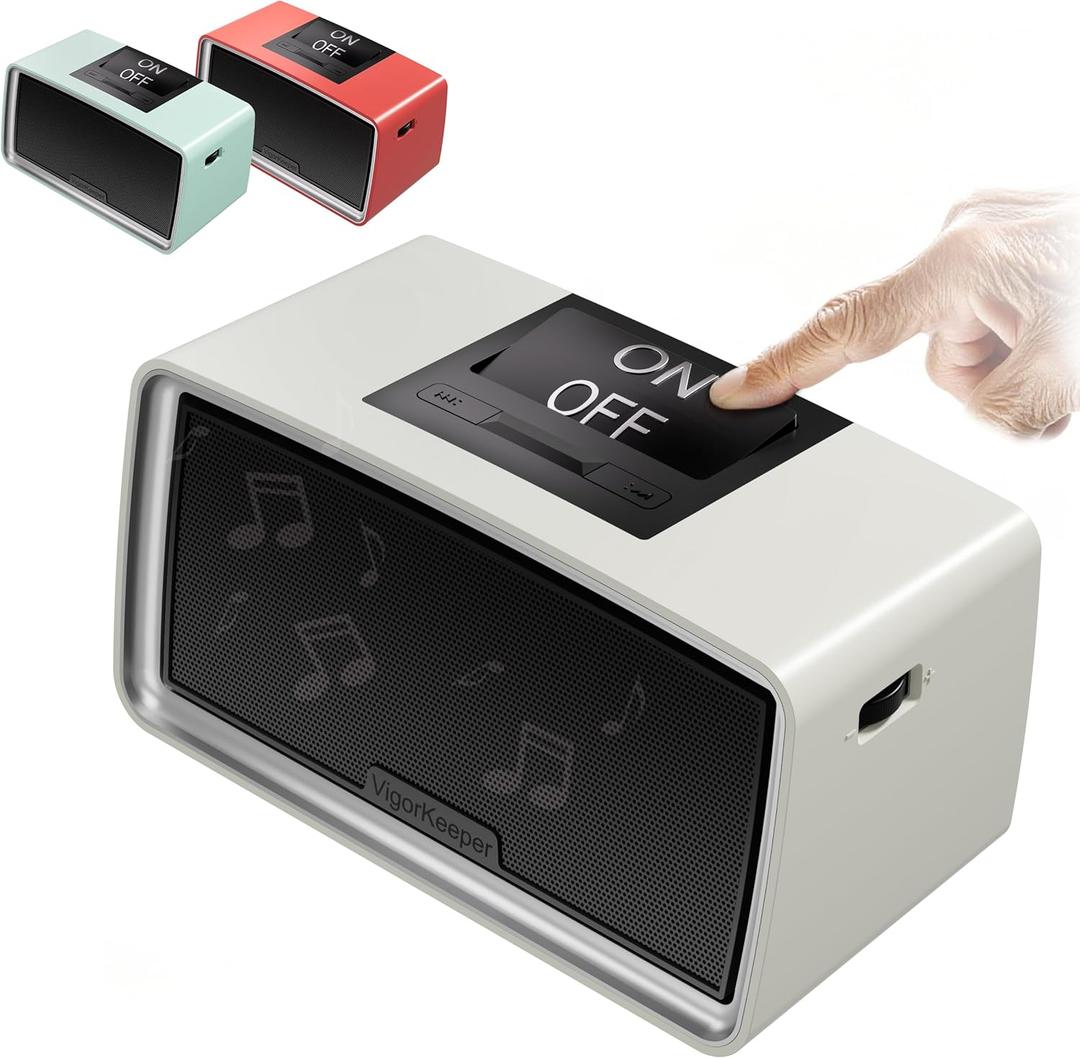 Simple Music Player for Dementia Alzheimer's Seniors, Easy-to-Use Audiobook Player for Elderly Parents, Large On/Off Button, Plug-and-Play, One-Touch Play, Loud Sound, 32GB TF Card, Gray