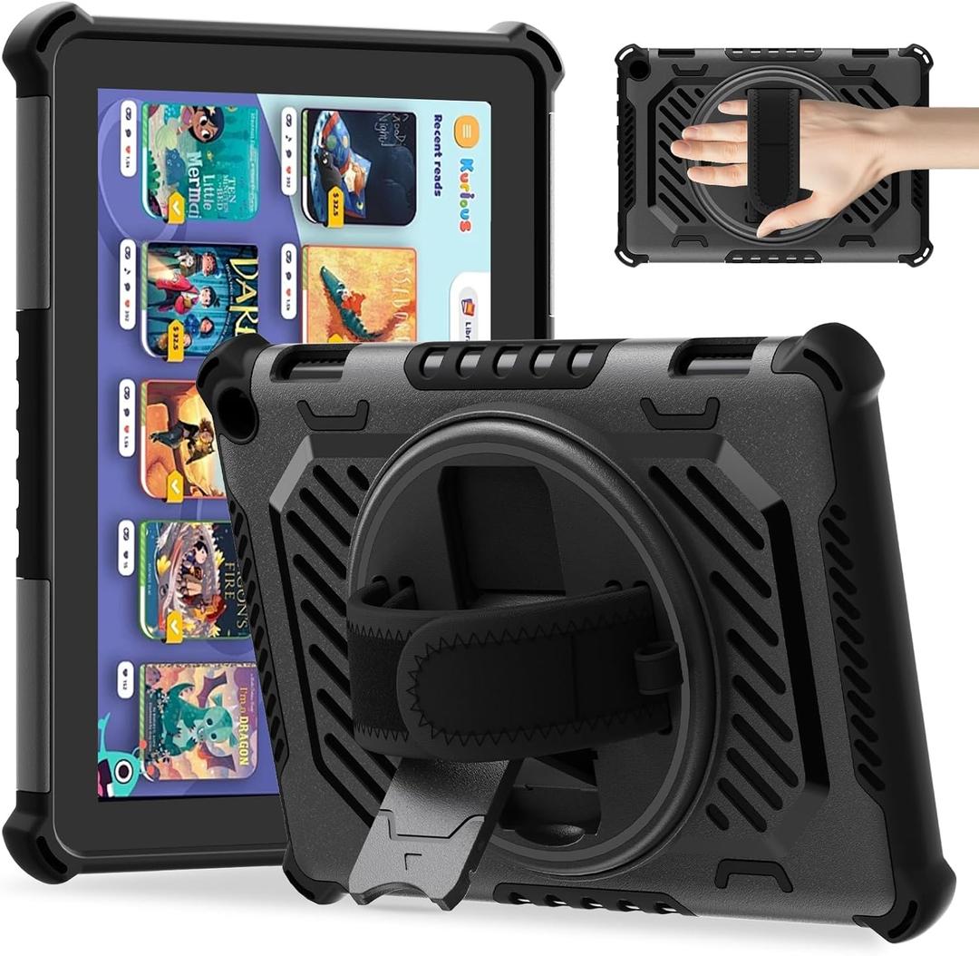 ROISKIN for Flre HD 8 & 8 Plus Case 12th/10th Generation (2024/2022/2020 Release) with 360 Kickstand Hand Strap for Kids