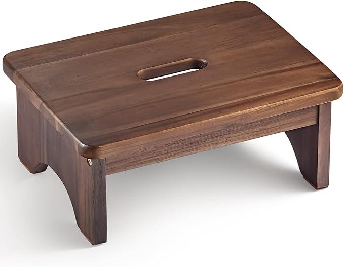 Wooden Step Stool, 3.5'' One Step Stool for Adults, Wooden Bedside Step with 550 Lbs Load Capacity, Heavy Duty/Portable/Nonslip/Durable Construction for Bedroom/Kitchen