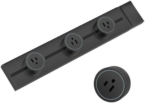 Surge Protector Power Strip, 8000W High Power Wall Track Outlet, Mobile Rail Socket with 3 AC Outlet adapters, for Modern Home Kitchen, Living Room (Black, 50cm/19.7in)