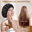 3 x Satin Bonnet Silk Bonnet for Sleeping Women and Men, Ajustable Hair Bonnet for Curly Hair with Double Layer Hair Bonnet,Black - Black,Medium
