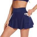 Bellecarrie High Waisted Swim Skirt with Pockets Tummy Control Tennis Golf Mini Skirt with Shorts for Women (Blue, S)