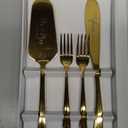 Gold Cake Cutting Set for Wedding, Wedding Cake Knife and Server Set, Cake Cutter and Pie Server Set of 4 for Mr and Mrs Wedding Gifts (Gold)