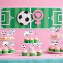 Goals or Bows Gender Reveal Decor 36Pcs Boy or Girl Cupcake Toppers Soccer Theme Baby Shower Decor Its A Boy Its A Girl Supplies for Pink Blue He Or She Bow Theme Newborn Party