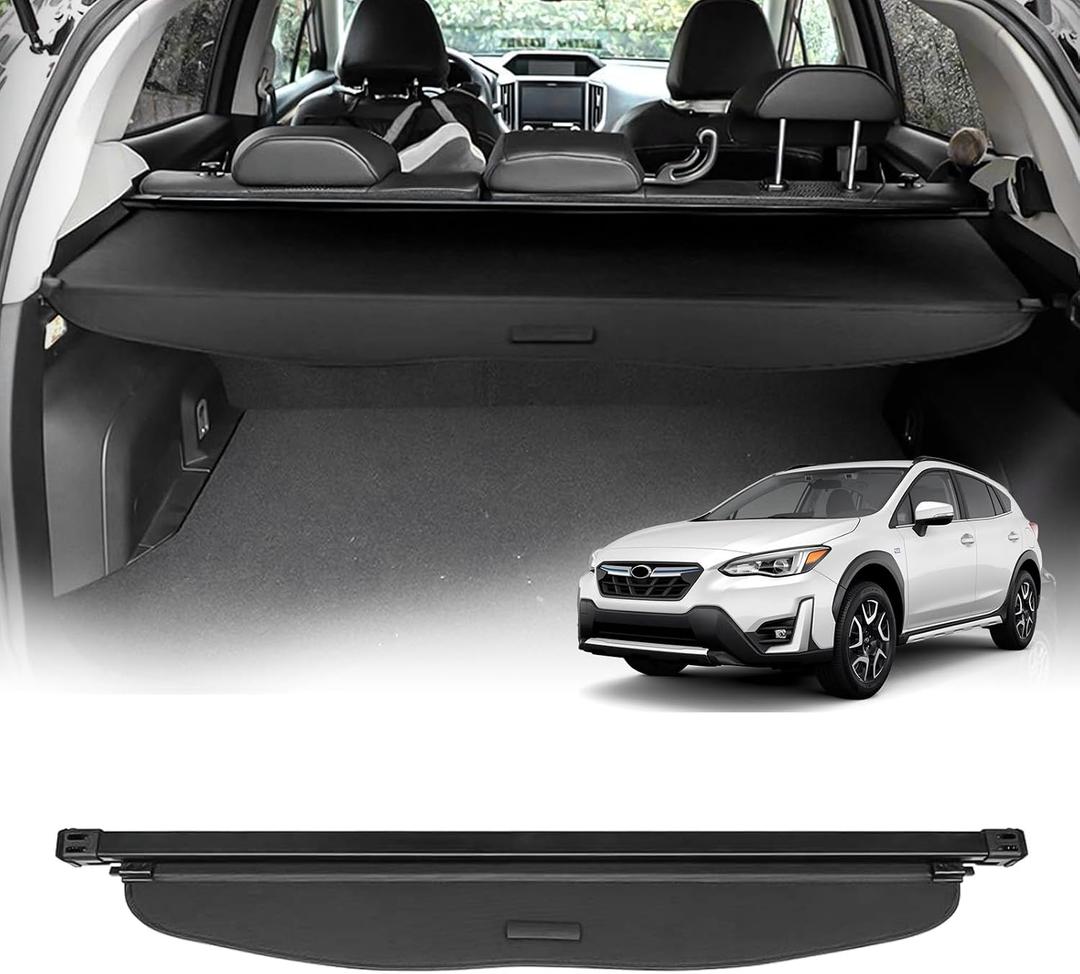 Powerty Retractable Cargo Cover for 2018-2023 Subaru Crosstrek/Impreza - Canvas Texture Trunk Cover Privacy Screen Rear Security Shade for Crosstrek Accessories (Not for Plug-in and Hybrid Models)