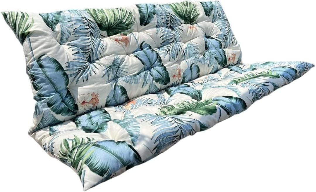 Porch Swing Cushions, Outdoor Cushions for Patio Furniture with Backrest, Thickened 4" Swing Cushions for Outdoor Furniture, for Porches, Patios, Outdoors and Gardens (Hawaii,60x40)