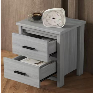 Nightstand, Vintage Two Drawer Wooden Nightstand, Simple and Generous, Large Storage Space, Bedside Table for Bedroom, End Table for Bedroom, Living Room, Small Space, Light Gray