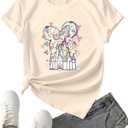Magic Castle Shirt for Women Cute Magic Kingdom Graphic Print Holiday Vacation Weekend Tee Tops (Yellow, S)