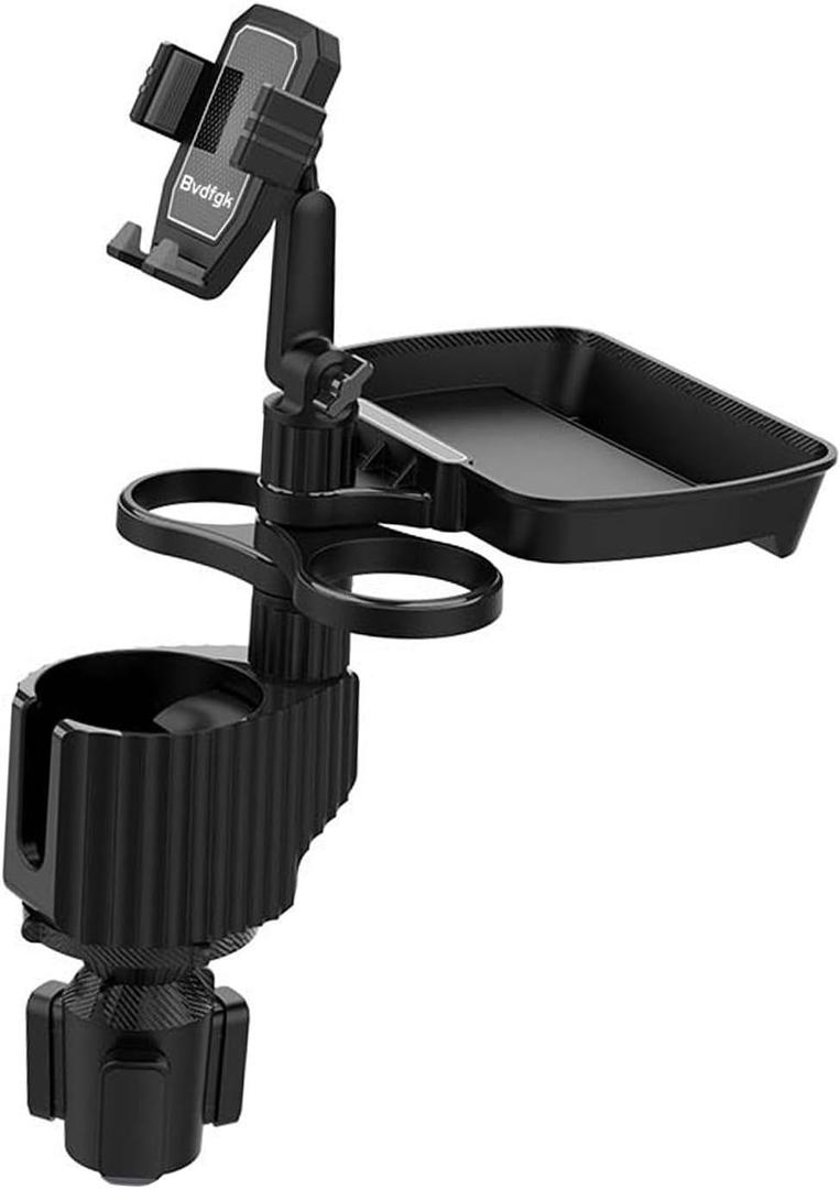 Car Cup Holder Tray - Adjustable Car Cup Holder Phone Mount with Food Tray 5 in 1 Swivel Expander for All Purpose, Automotive Extender Accessories Gifts for Auto Trucker Road Trip