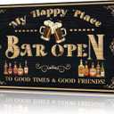 2 x Bar Sign Decor Bar Open Metal Tin Signs for Home Bar Man Cave Vintage Wall Accessories Beer Cheers Decorations Gifts 12X8 Inches
