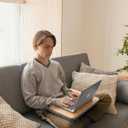ZEAPTAC Portable Lap Laptop Desk with Pillow Cushion, Fits up to 15.6 inch Laptop, Lap Stand for Bed & Couch & Carpet, Book Tablet/Drawing Board/Computer Laptop Stand - Light Brown Wood