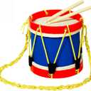 Kids 8 Inch Drum Set with Adjustable Strap and 2 Wooden Drum Sticks - Musical Instrument Gift Choice