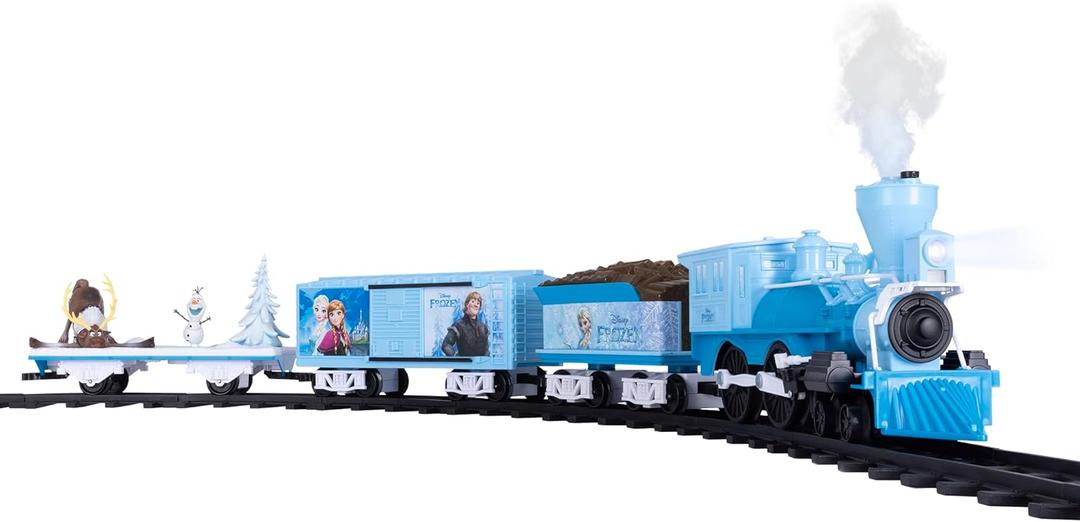 Lionel Battery-Operated Disney Frozen Toy Train Set with Bluetooth, Locomotive, Train Cars, & Track with Authentic Train Sounds, Lights, & Water Vapor Smoke Effects for Kids 4+
